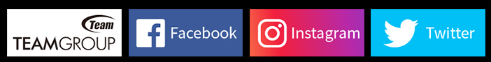 TeamGroup, Facebook, Instagram and Twitter logos