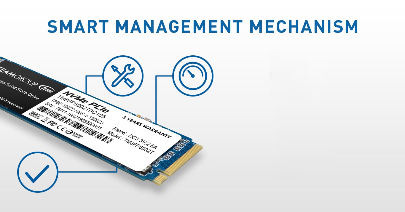 MP33 M.2 PCIe SSD supports S.M.A.R.T function and its built-in smart algorithm management mechanism