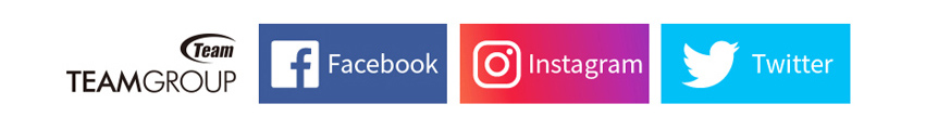 Team Group logo and facebook icon, instagram icon and twitter icon