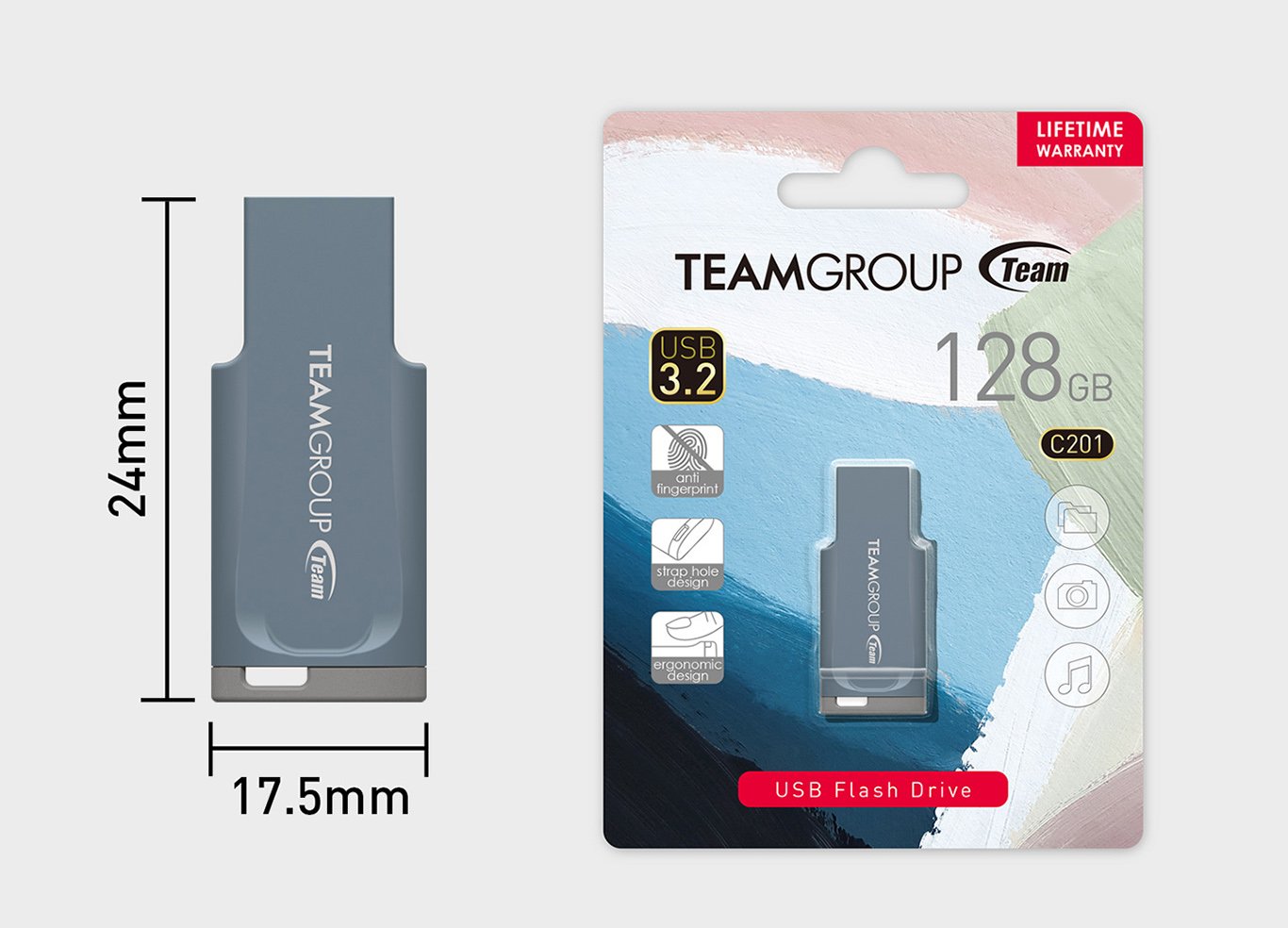 Clé USB TEAM GROUP C201 64Go USB 3.2 - Vert