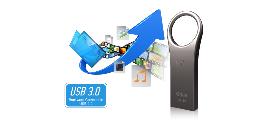 USB 3.0 Backward Compatible Banner with the thumb drive product image