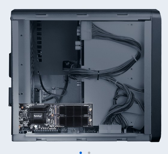 DiskStation DS2419+ facing completely to the right with its side panel removed