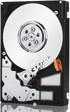  Internal view of the WD VelociRaptor HDD, showing platter, recording head, recording arm, load ramp, and more  