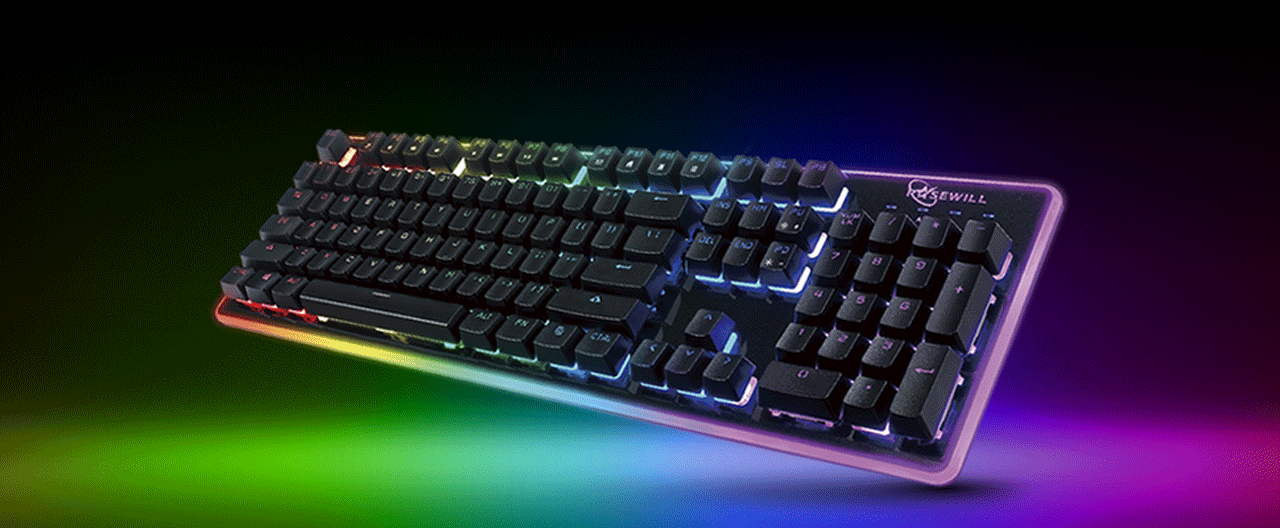 ROSEWILL NEON K51 Hybrid Mechanical RGB Gaming Keyboard Angled Up to the Left