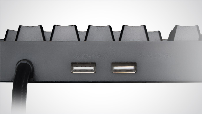 Back of the Rosewill NEON K90 RGB BR showing two USB 2.0 ports