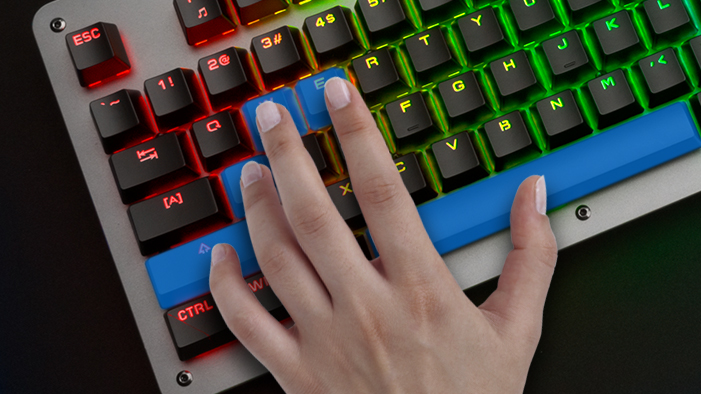 hand on the keyboard with 19 anti-ghosting keys 