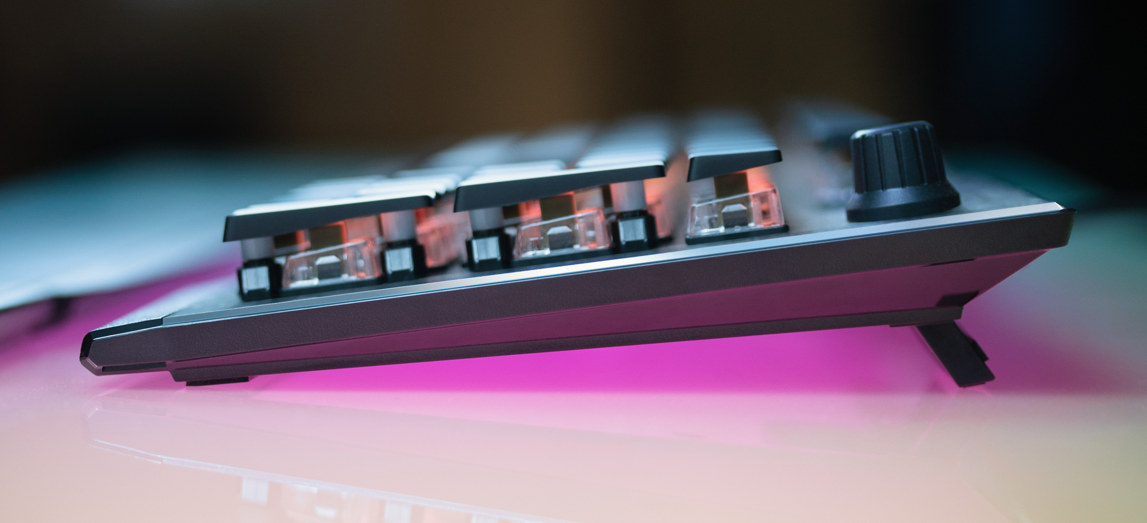 Closeup side shot of the ROCCAT Vulcan Mechanical Gaming Keyboard