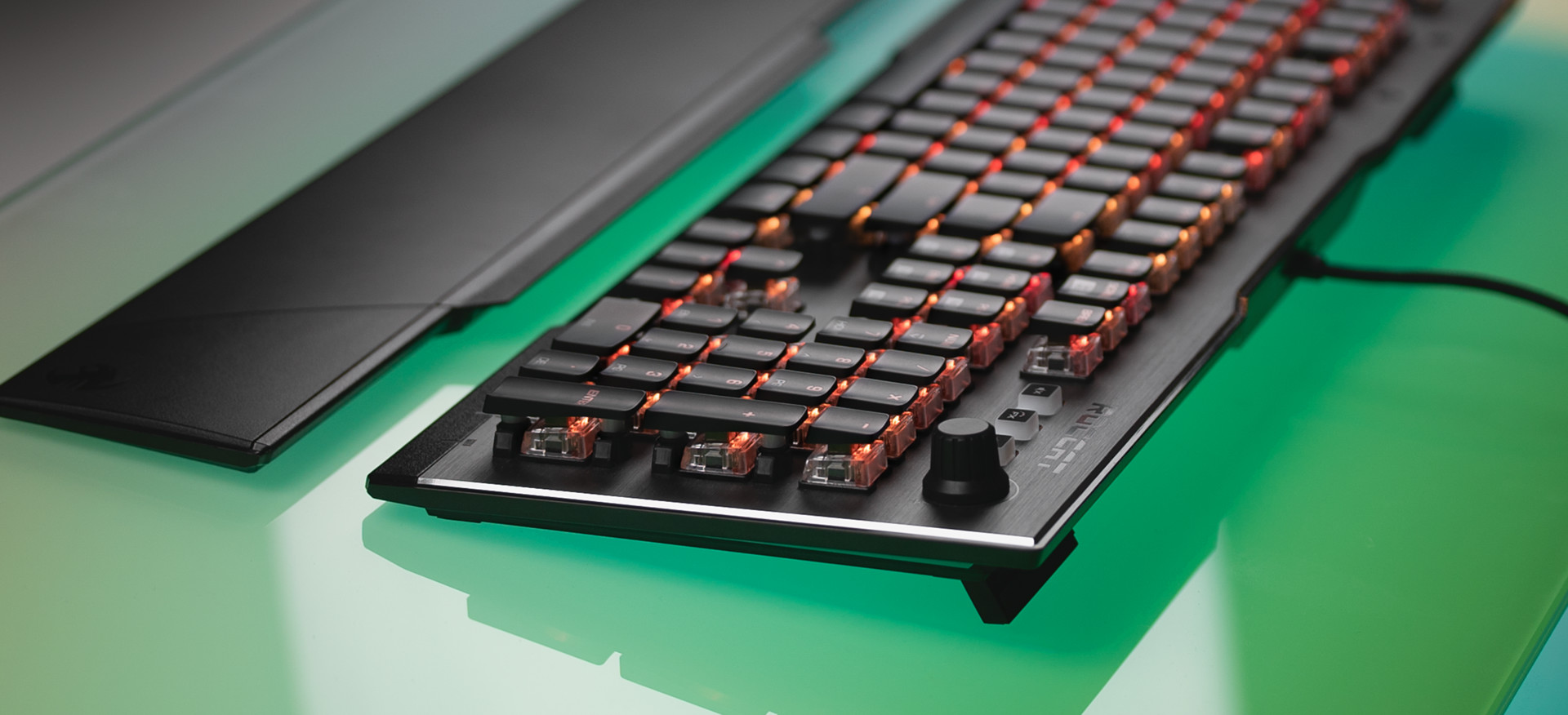 ROCCAT Vulcan 100 AIMO Mechanical PC Gaming Keyboard, RGB Lighting, Silent,  Per Key LED Illumination, Brown Switches, Aluminum Top Plate, Silver