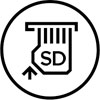   An icon of an SD card being inserted into a card slot 