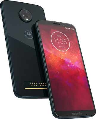 Front and rear view of the MOTO Z3 PLAY in tilted position   