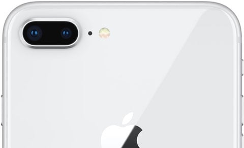  Rear upper part of iPhone 8 Plus, showing dual camera  