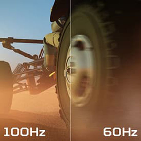 a visual comparison between 100Hz and 60Hz