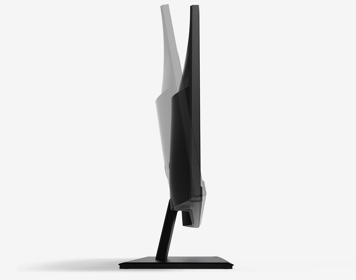 Side view graphic of the Acer V277U Monitor with a transparent effect that shows how it can be tilted back