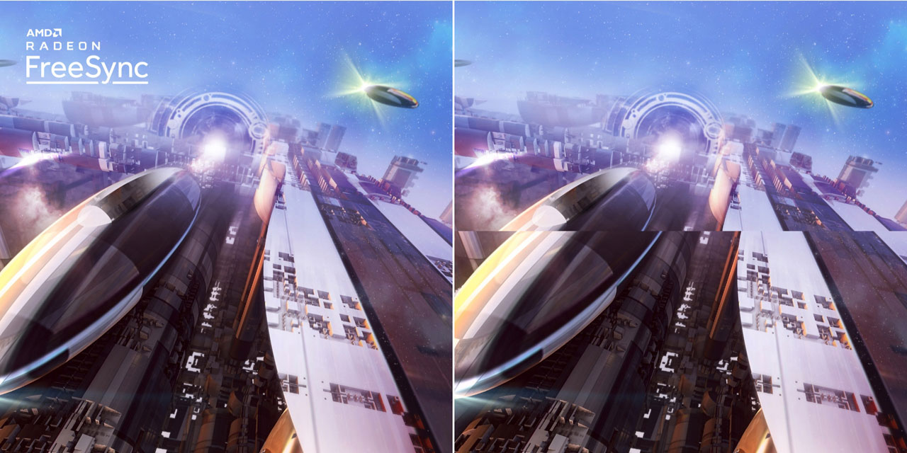 Comparison of game scenes between with and without FreeSync   