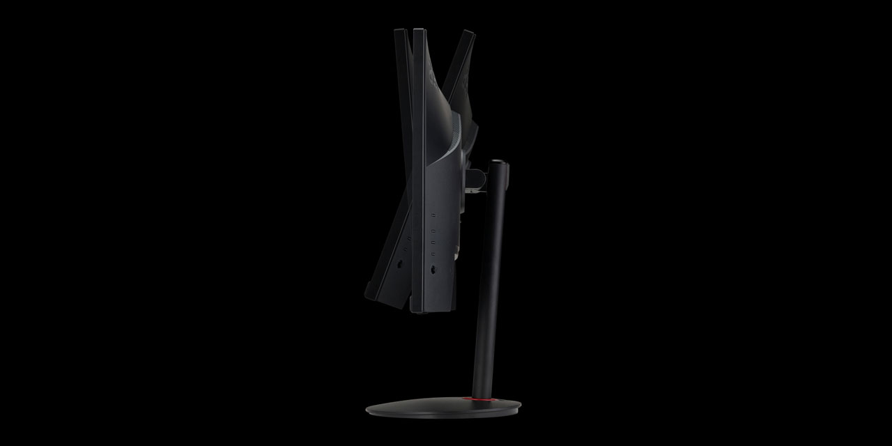  Side view of the monitor, with its screen at different tilt angles  