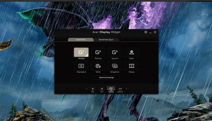 the interface of Display Widget software