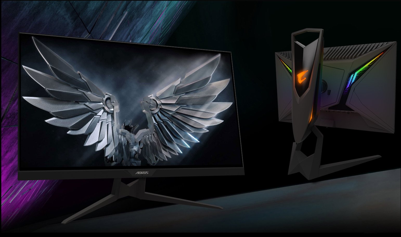 a robot bird as screenshot of monitor, and a back of the monitor