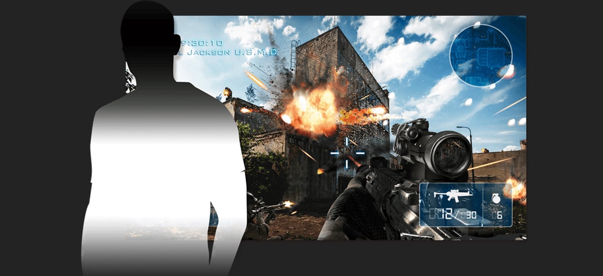 a shooting game screenshot and a men shape