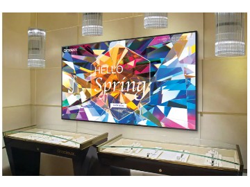 SAMSUNG QB75R-N Display Mounted Above a Jewelry Case Display
