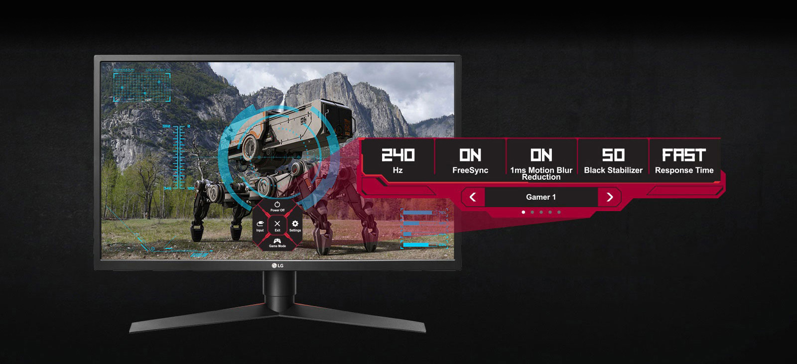 a shooting game screenshot of monitor and showing the detail control