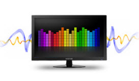 Sceptre Monitor Facing Forward with Graphics Indicating Audio