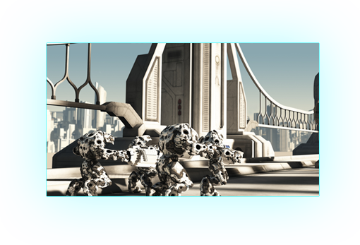 three robots as screen