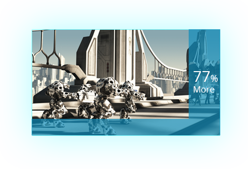 three robots as screen, showing the effect of 2560x1440