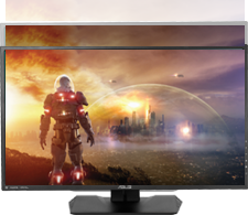 the monitor with a astronaut as screen facing front