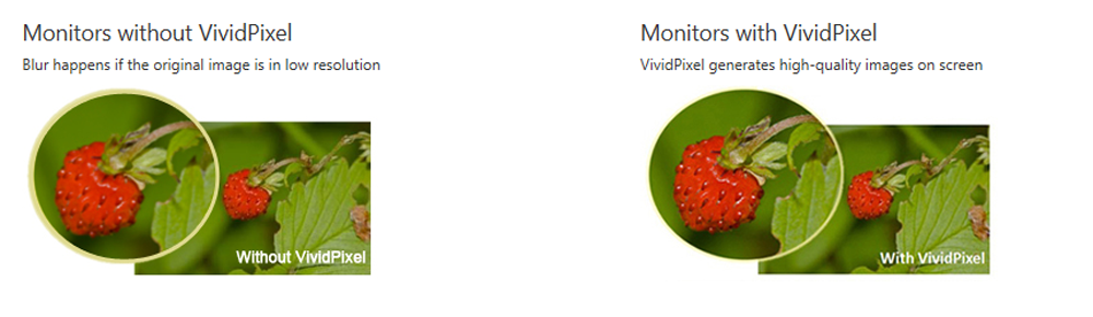 one image showing difference between vividpixel on and off