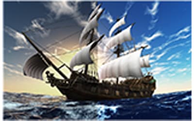 A boat ship traveling through the water