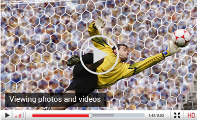 Video Player Showing a Soccer Goalie Making a Close Save
