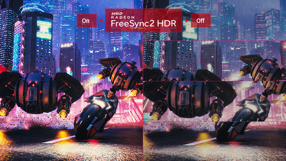 Samless, two images to show the different between FREESYNC2 HDR on and off