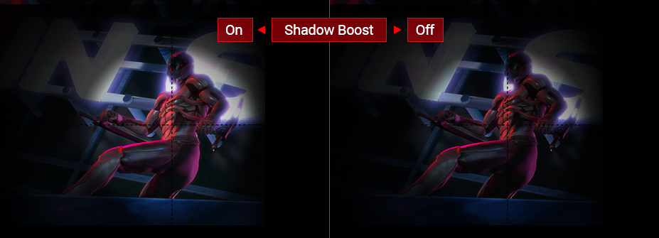 Samless, the detail of shadow boost between on and off
