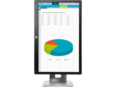  Front view of the monitor in standing position, with screen rotated to portrait orienttation  