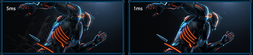 two images showing different effect between 5ms and 1ms