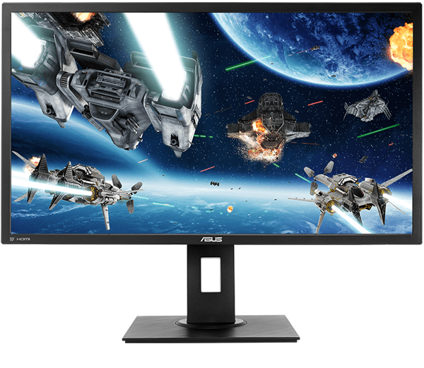 one monitor with a space fighting game screenshot