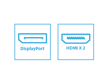 displayport icon and HDMI x2 icon