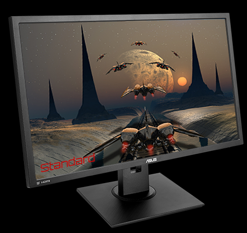 a monitor facing right with a flighting game screenshot