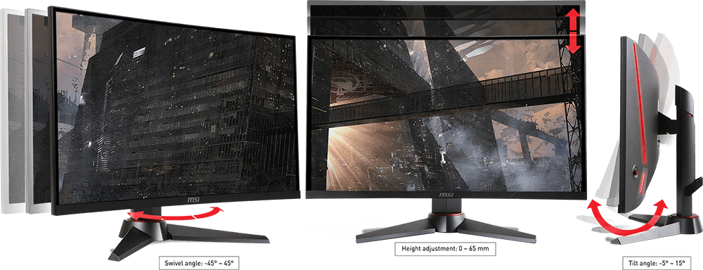  MSI Full HD Gaming Red LED Non-Glare Super Narrow Bezel 1ms  1920 x 1080 144Hz Refresh Rate Adjustable Height Arm FreeSync 27” Curved  Gaming Monitor (Optix MAG27C) (Renewed) : Electrónica