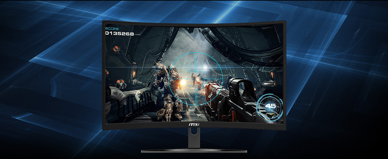 MSI G24VC facing froward showing a sci-fi FPS video game screenshot