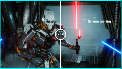 one image splited into four, showing different effect of screen tearing