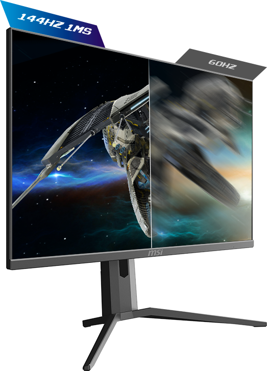  one image splited into two, showing different effect between 144hz and 60hz 