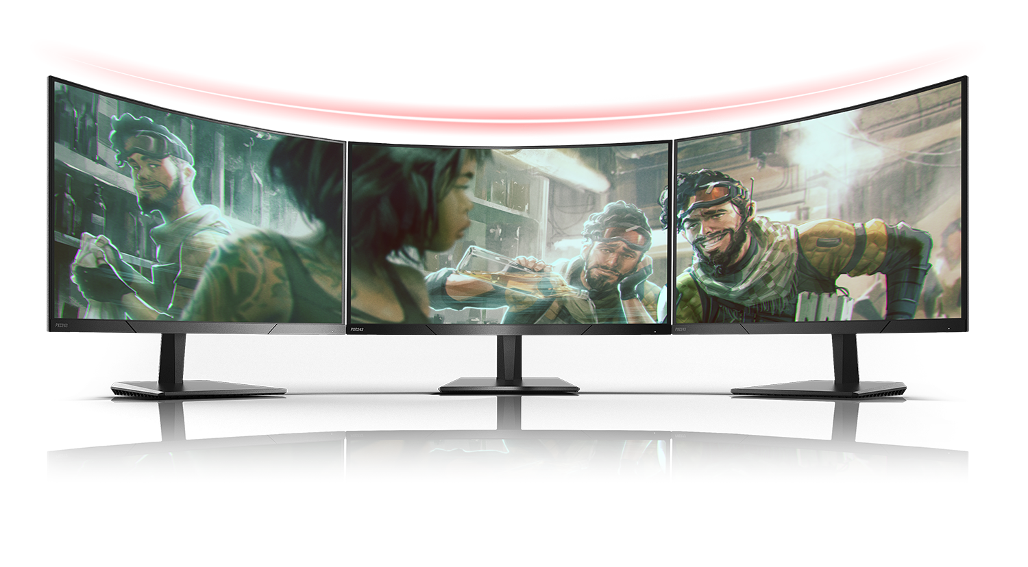 a image split into three as each monitor together