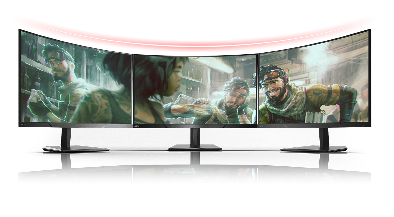 a image split into three as each monitor together