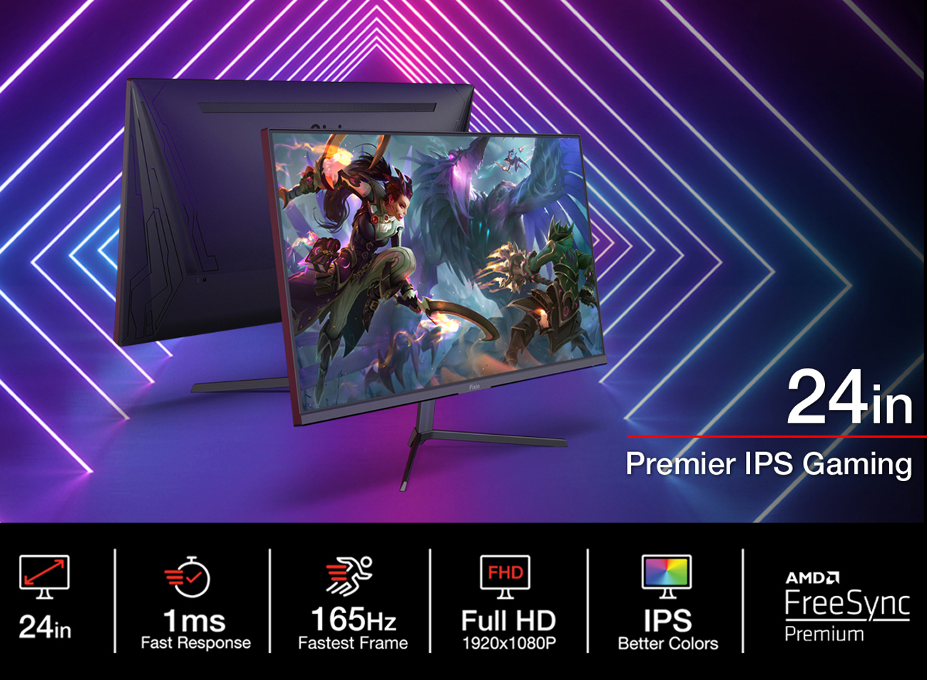 Pixio PX248 Prime | 24 inch 1080p 144Hz 1ms IPS Gaming Monitor