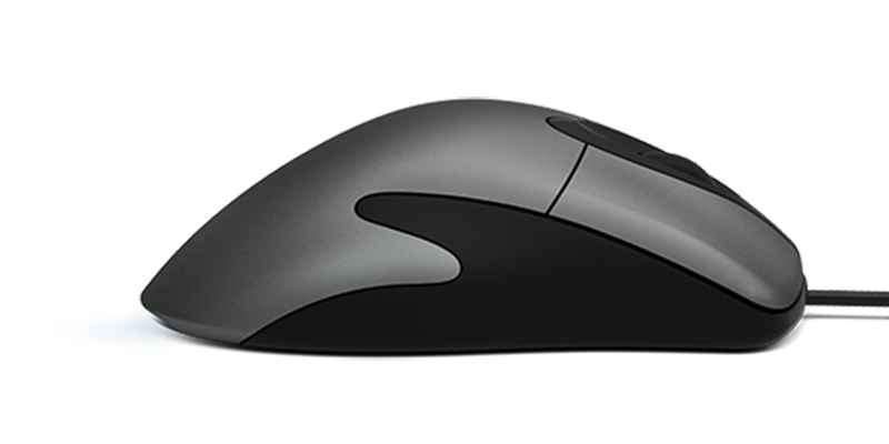 Microsoft Classic Intellimouse laying flat facing to the right