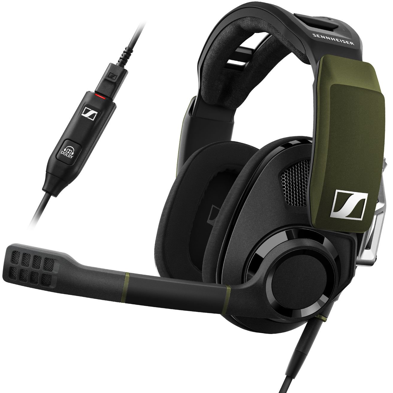 GSP 550 PC Gaming Headset facing to the left next to its audio-cable connector