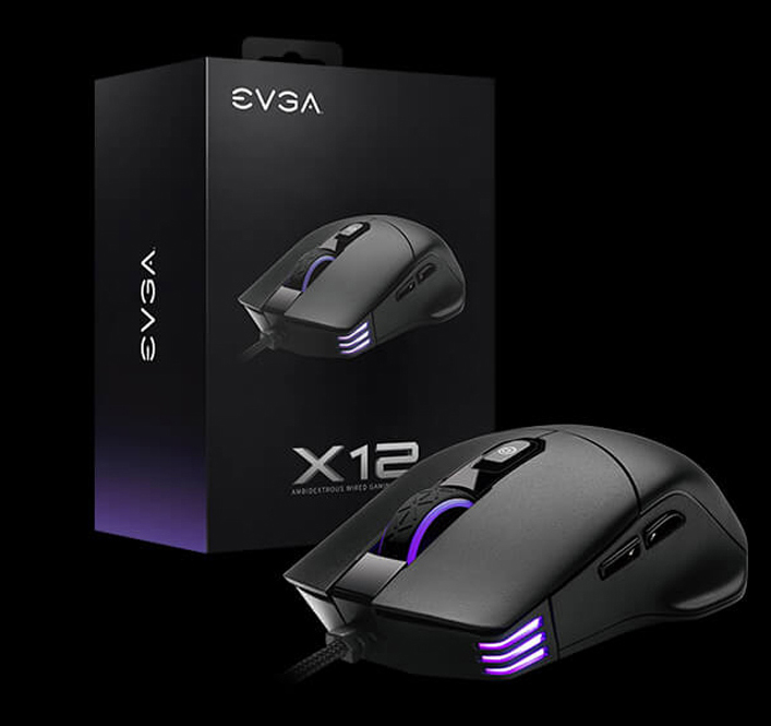 EVGA - EU - Products - EVGA X12 Gaming Mouse, 8k, Wired, White,  Customizable, Dual Sensor, 16,000 DPI, 5 Profiles, 8 Buttons, Ambidextrous  Light Weight, RGB, 905-W1-12WH-K3 - 905-W1-12WH-K3