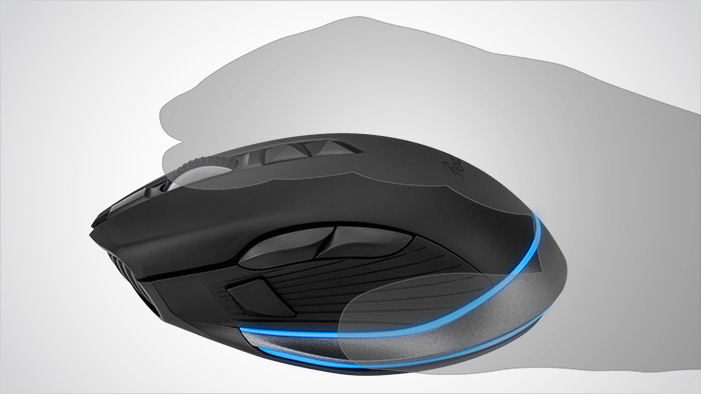 Rosewill NEON M61 Gaming Mouse with a man's hand