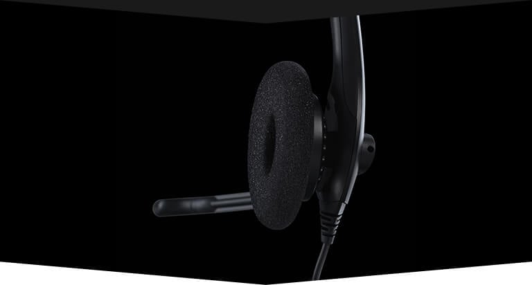 Closeup of the Jabra Biz 1500 Duo/Mono's Mic Extended to the left